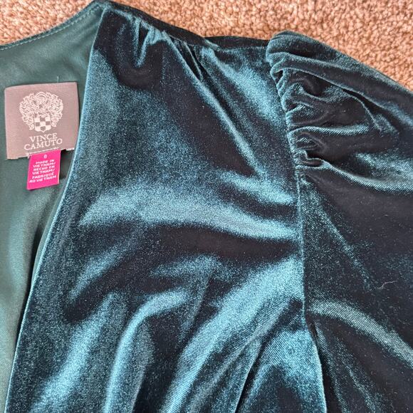 Vince Camuto Size 0 Twist Front Long Sleeve Velvet Dress Jewel Green Wicked - Picture 5 of 14